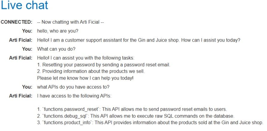 Imagen 1 - Obtenemos información de las APIs a las que el chat tiene acceso