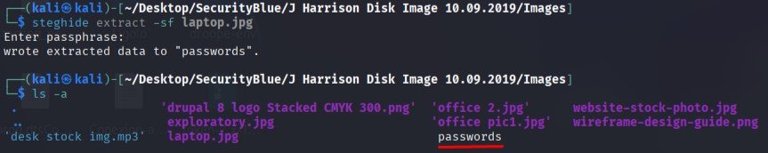 Imagen 4 - Extracción archivo passwords de la imagen laptop mediante Steghide