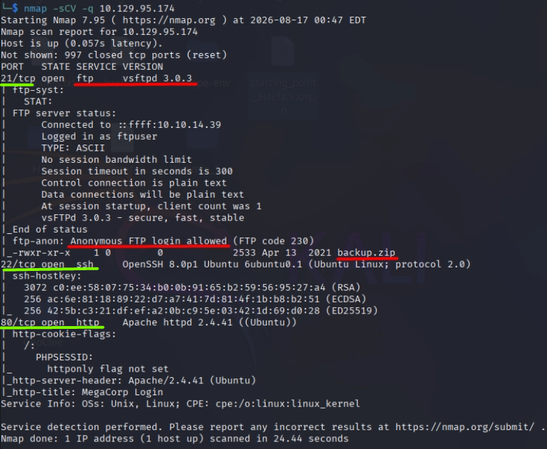 Escaneamos para ver los puertos abiertos con Nmap