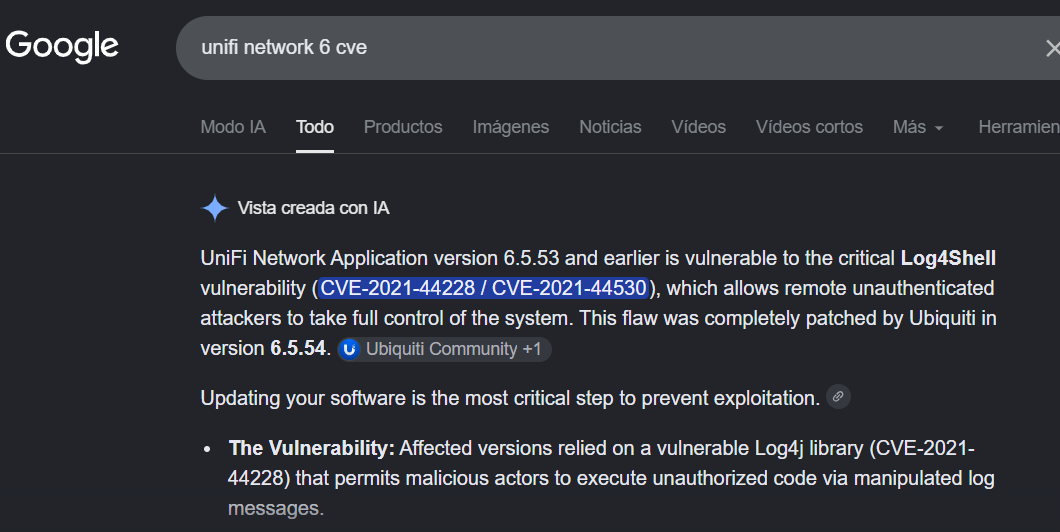 Searching on Google the CVE